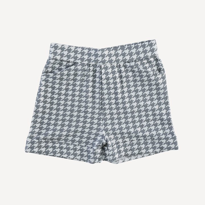 cuffed pocket short | gray houndstooth | bamboo