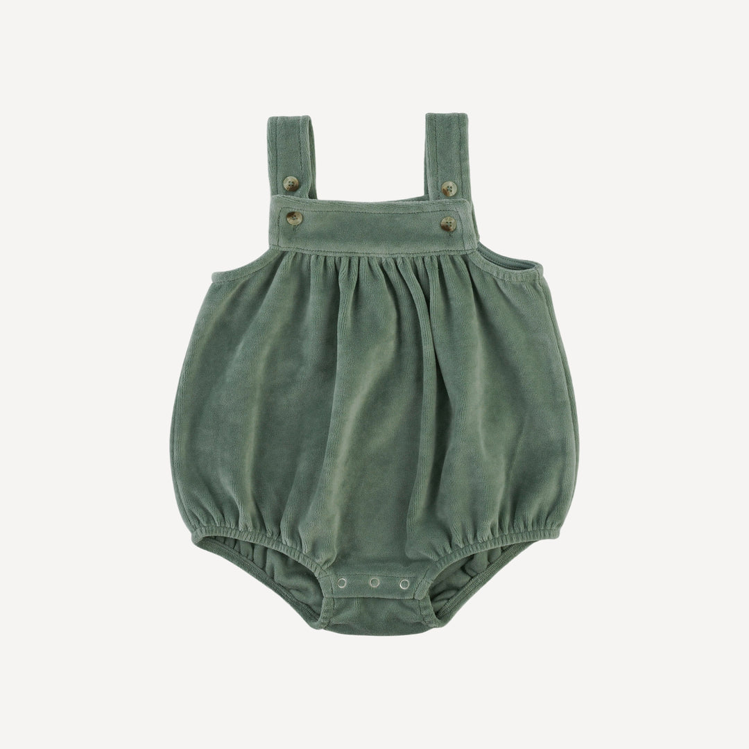 PRESALE gathered overall bubble | green bay | organic cotton velour