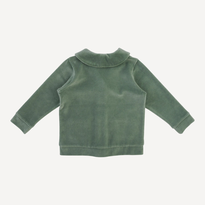 PRESALE shawl collar pocket cardigan | green bay | organic cotton velour
