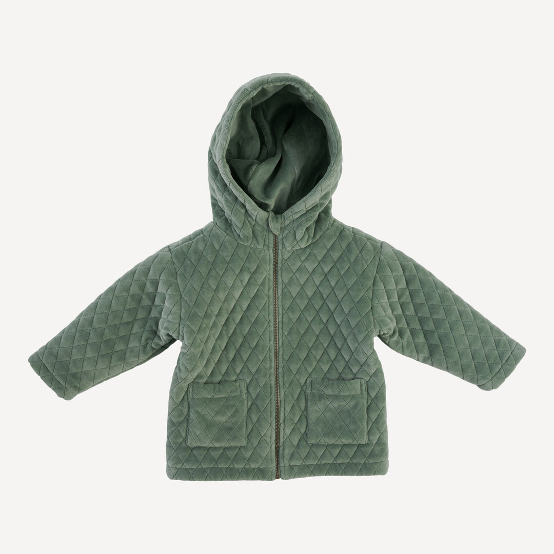 PRESALE quilted hooded jacket | green bay | organic cotton velour