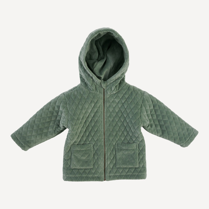 PRESALE quilted hooded jacket | green bay | organic cotton velour