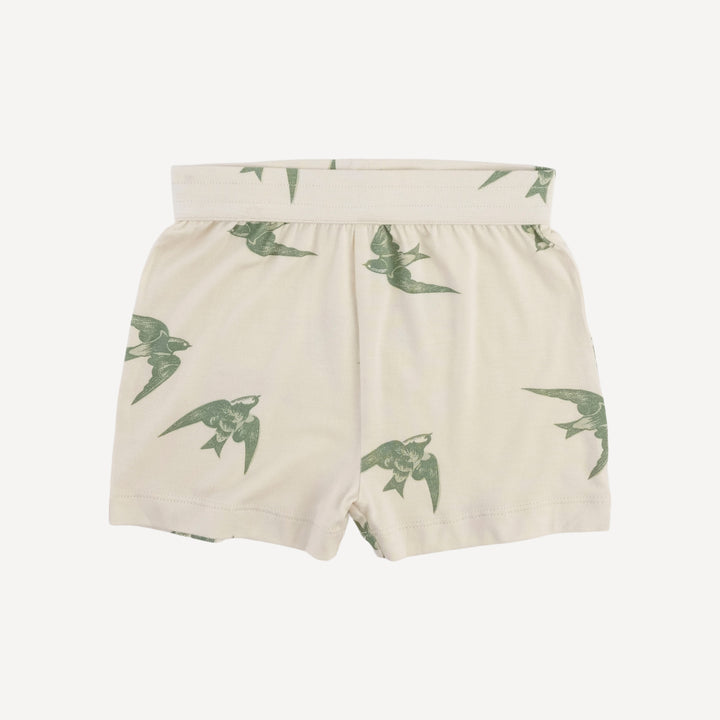 topstitch tank and relaxed short set | green birds | modal