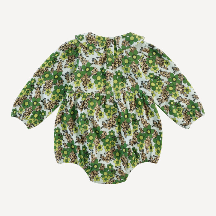 long sleeve peter pan bubble | green granny floral | organic cotton interlock
