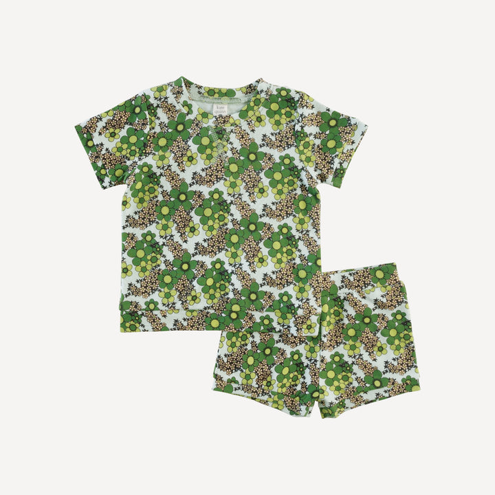jamie short set | green granny floral | organic cotton interlock