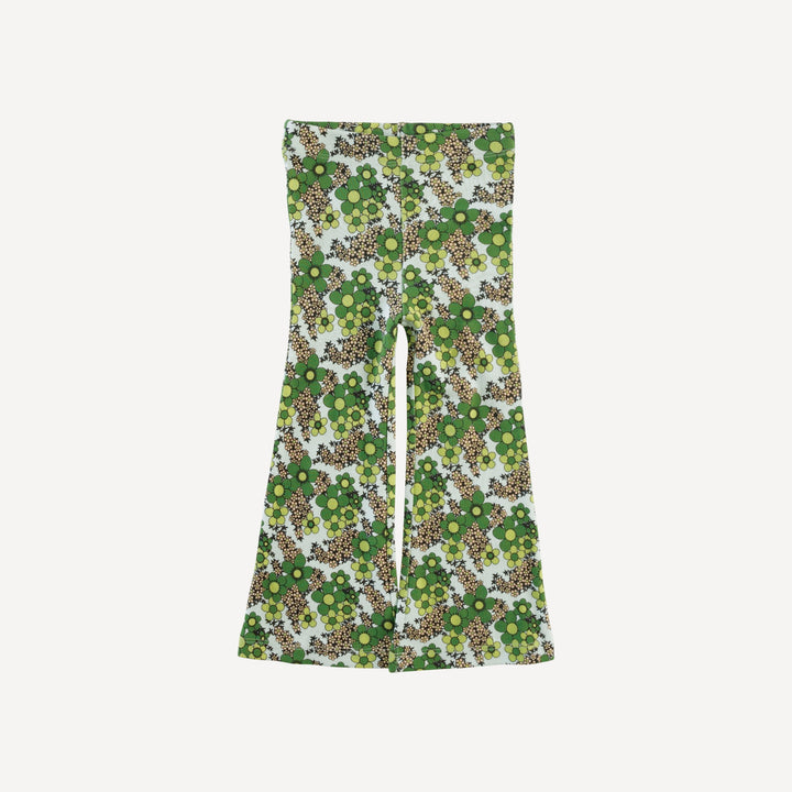 flare leg pant | green granny floral | organic cotton interlock