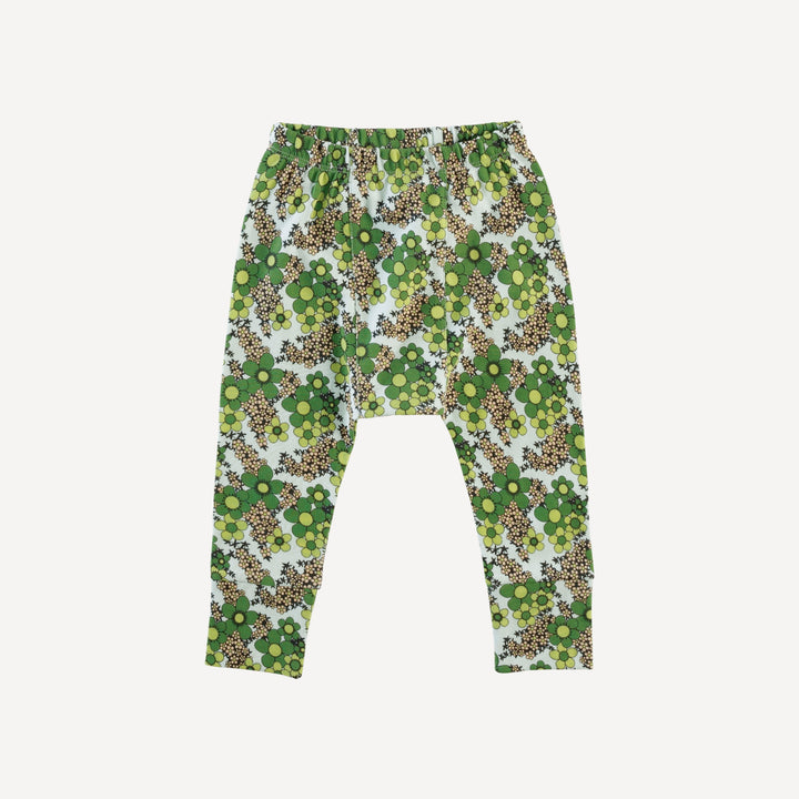 classic panda pant | green granny floral | organic cotton interlock