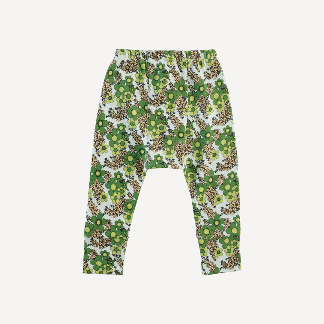 classic panda pant | green granny floral | organic cotton interlock