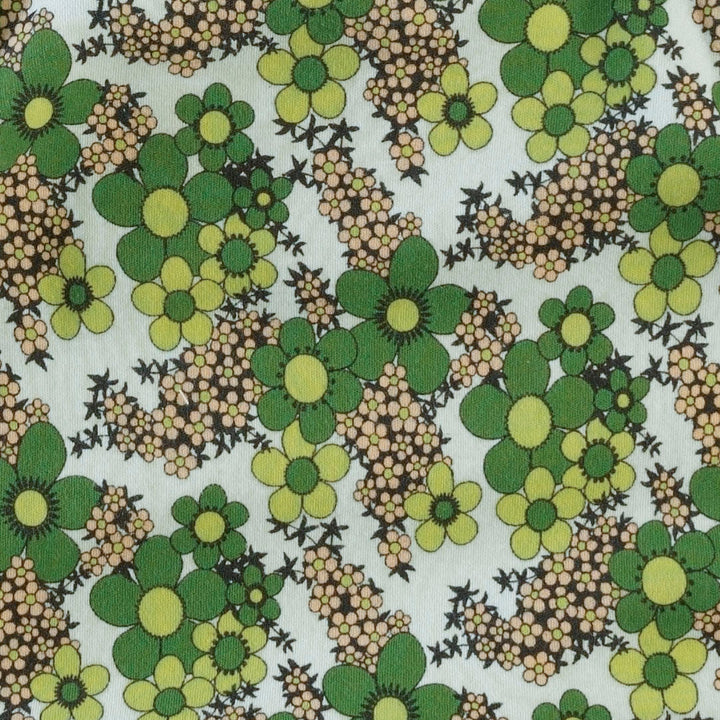 long sleeve peter pan bubble | green granny floral | organic cotton interlock
