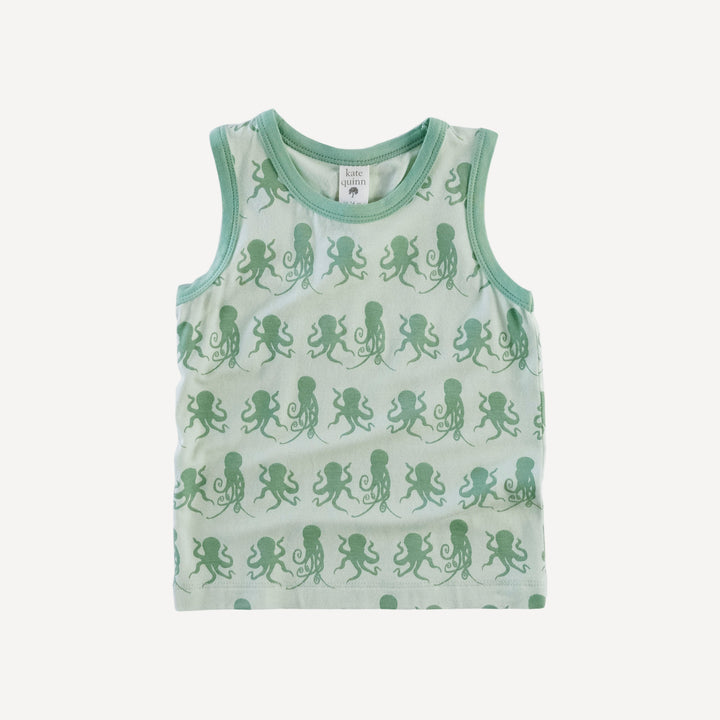 two tone racerback tank | green octopus | bamboo