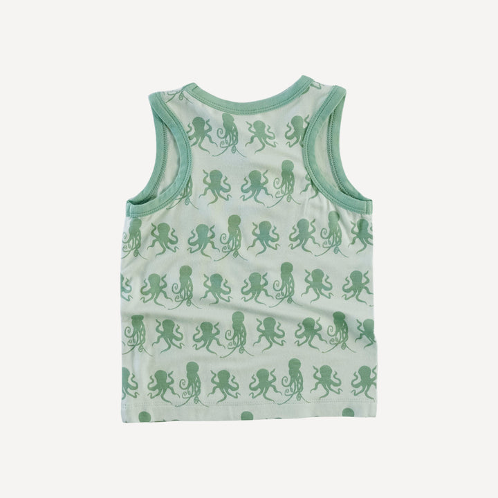 two tone racerback tank | green octopus | bamboo