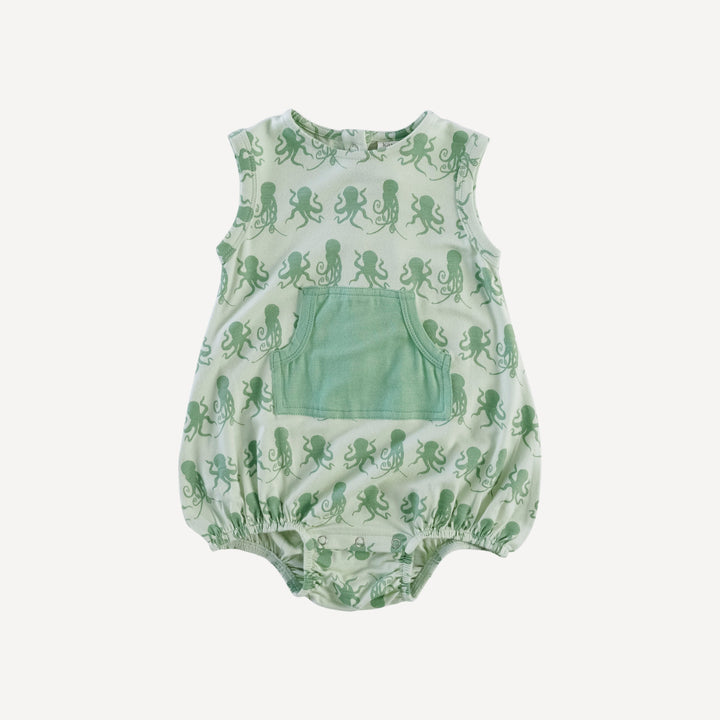 sleeveless kanga bubble | green octopus | bamboo