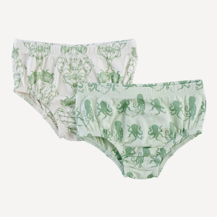 underwear set of 2 | green octopus | bamboo
