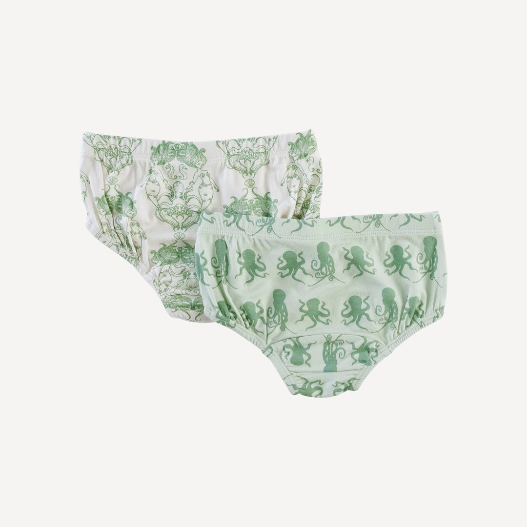underwear set of 2 | green octopus | bamboo