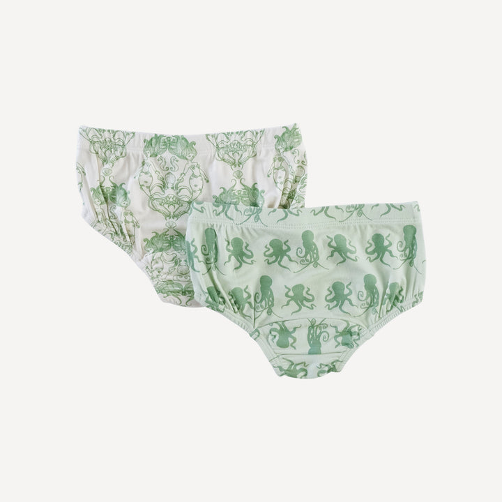underwear set of 2 | green octopus | bamboo
