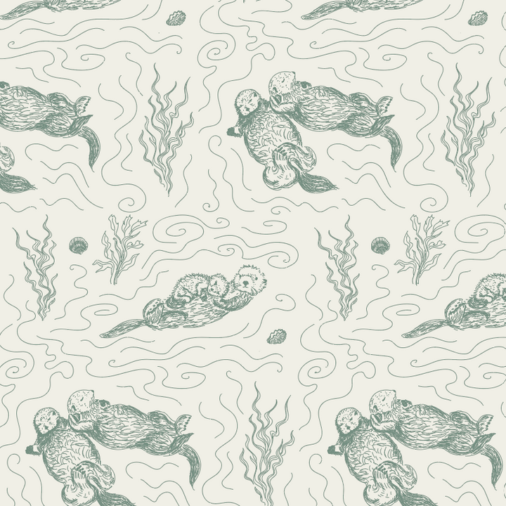 PREORDER mens short sleeve tee | green otter family | organic cotton interlock