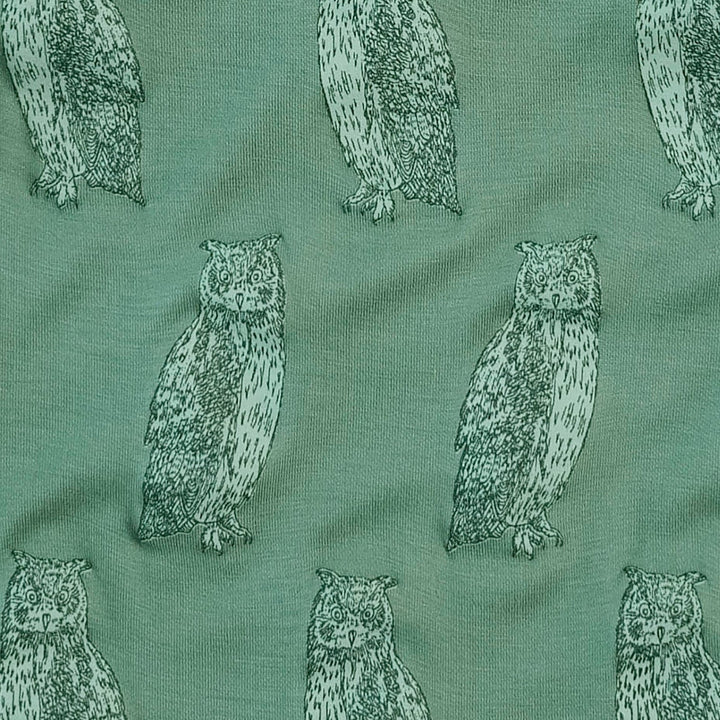 cuffed pocket jogger | green owl | bamboo