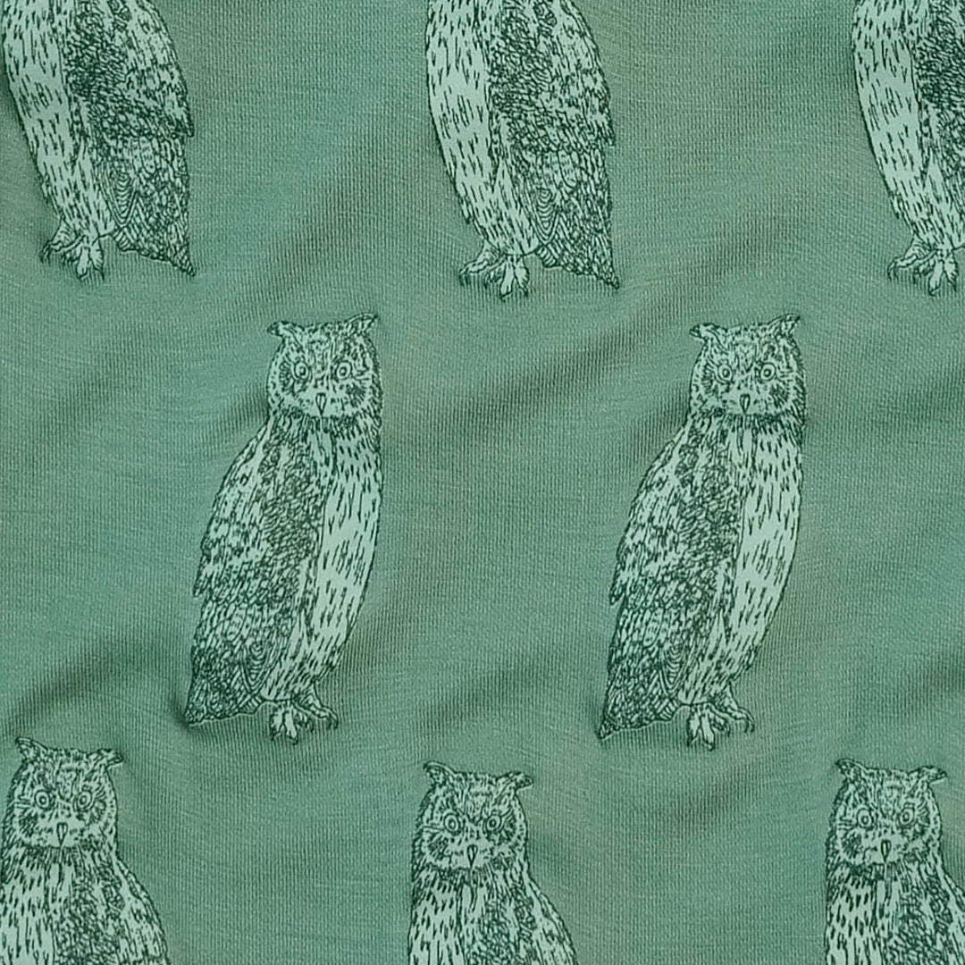short sleeve essential boxy tee | green owl | bamboo