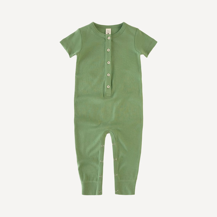 short sleeve sport union suit | green sprig | organic cotton interlock