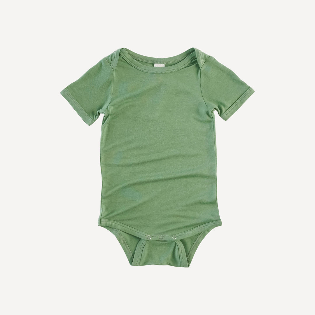 short sleeve lap neck bodysuit | green sprig | lenzing modal