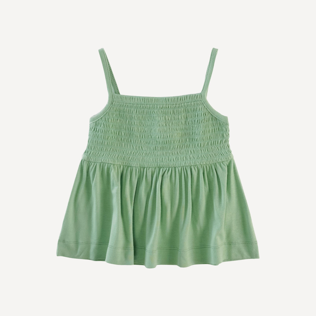 spaghetti strap smocked top | green sprig | bamboo