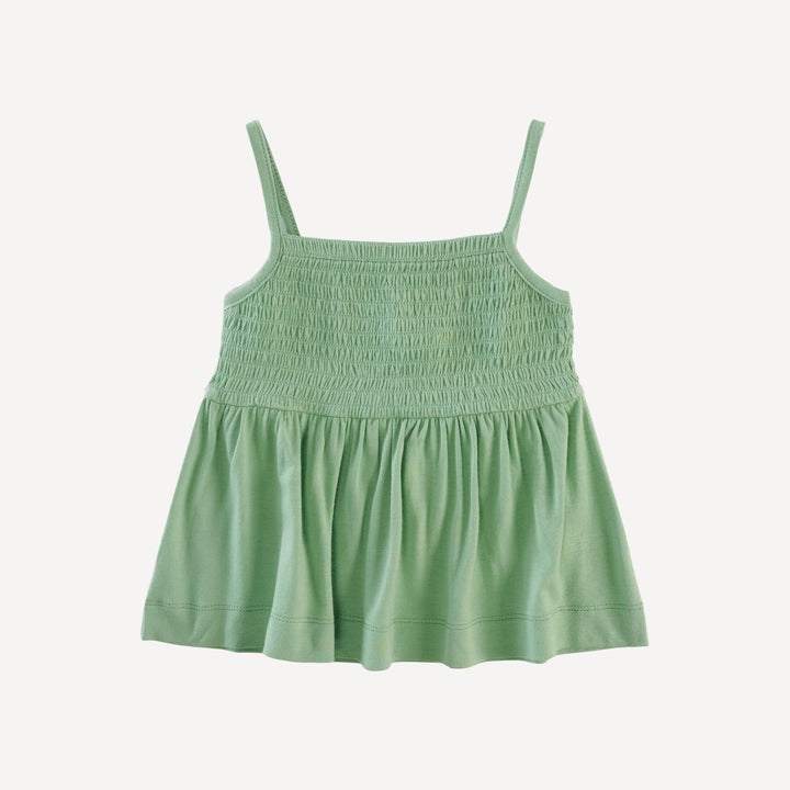 spaghetti strap smocked top | green sprig | bamboo