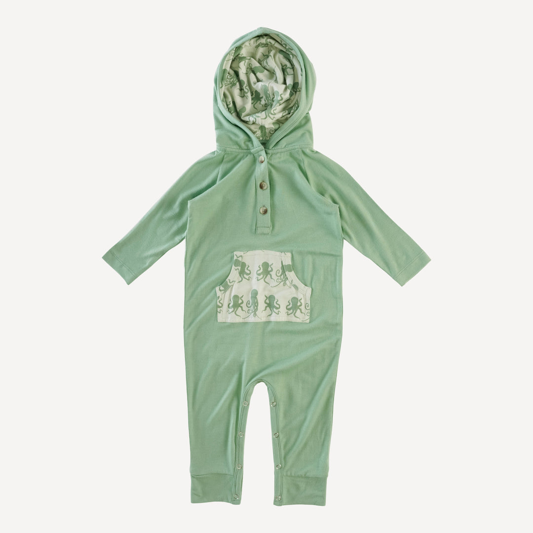 long sleeve hooded sport jumpsuit | green sprig | bamboo