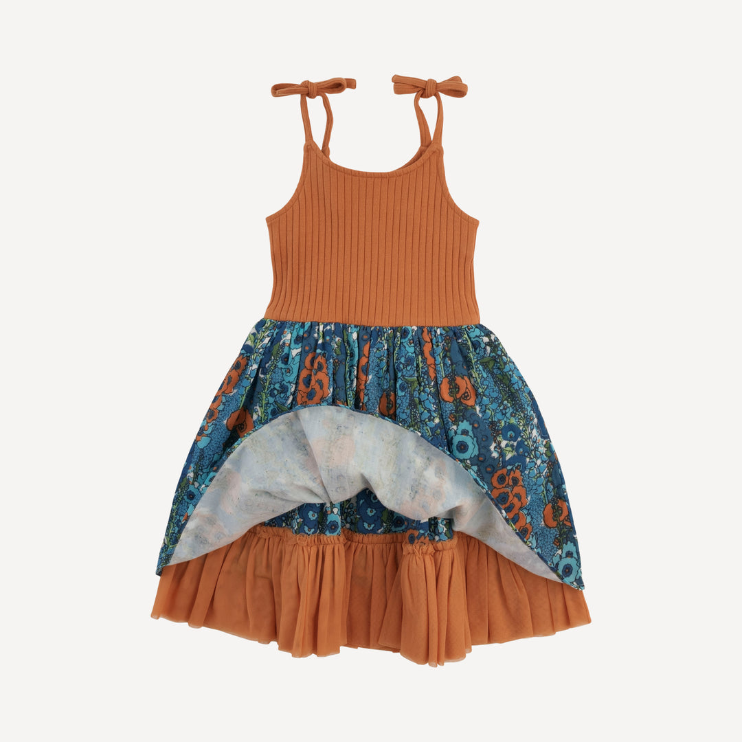 spaghetti tie ballerina dress | grotto hollyhock | organic cotton gauze