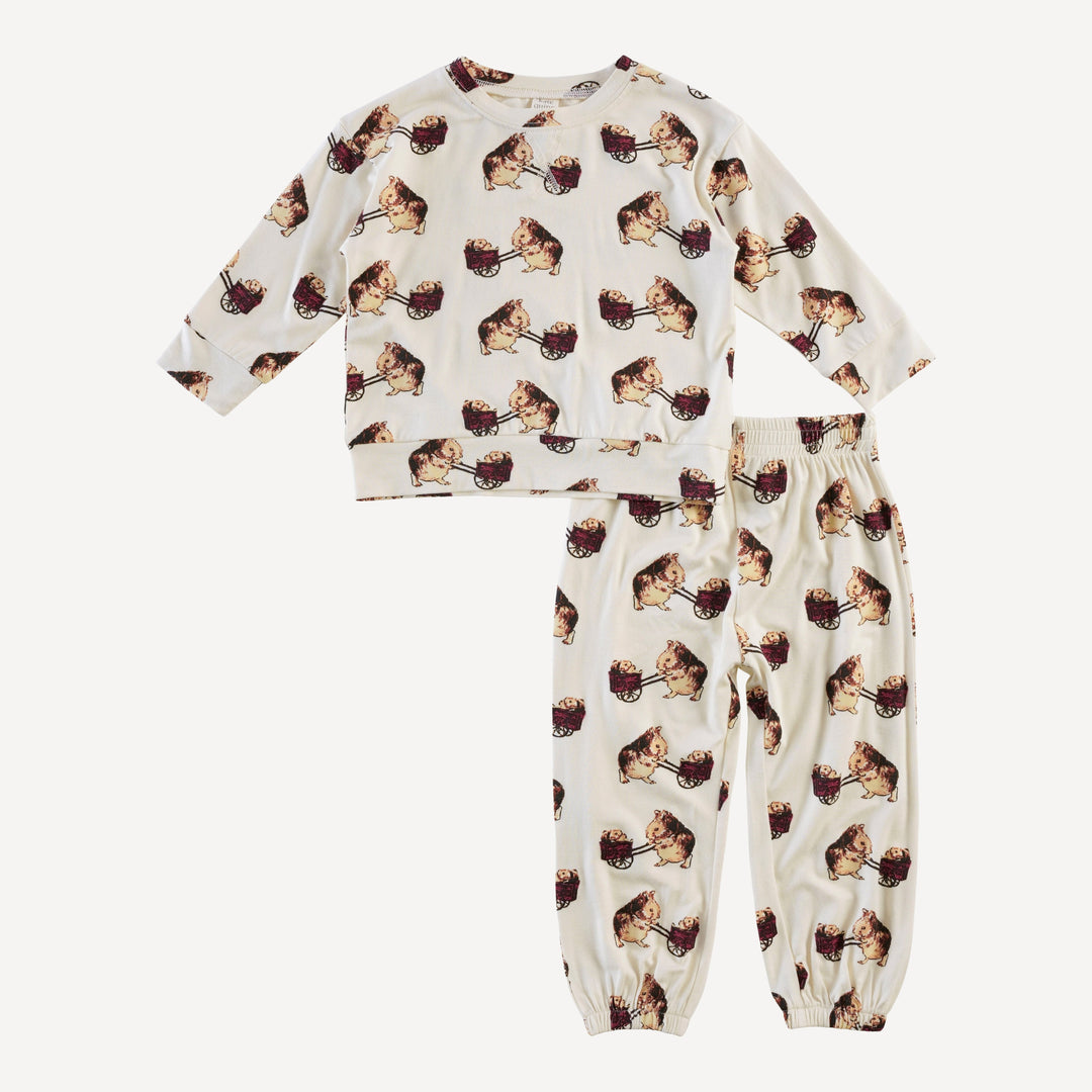 long sleeve relaxed jogger set | guinea pig | bamboo