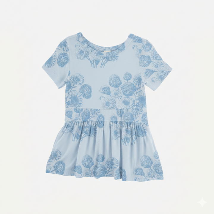 short sleeve hazel twirl top | blue dahlia | organic cotton jersey