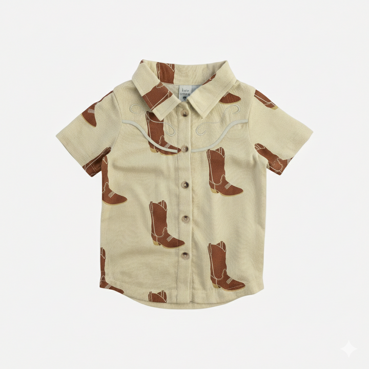 short sleeve urban cowboy shirt | cowboy boot | organic cotton jersey