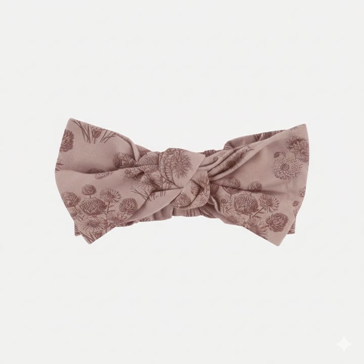 large bow elastic headband | burlwood dahlia | organic cotton jersey