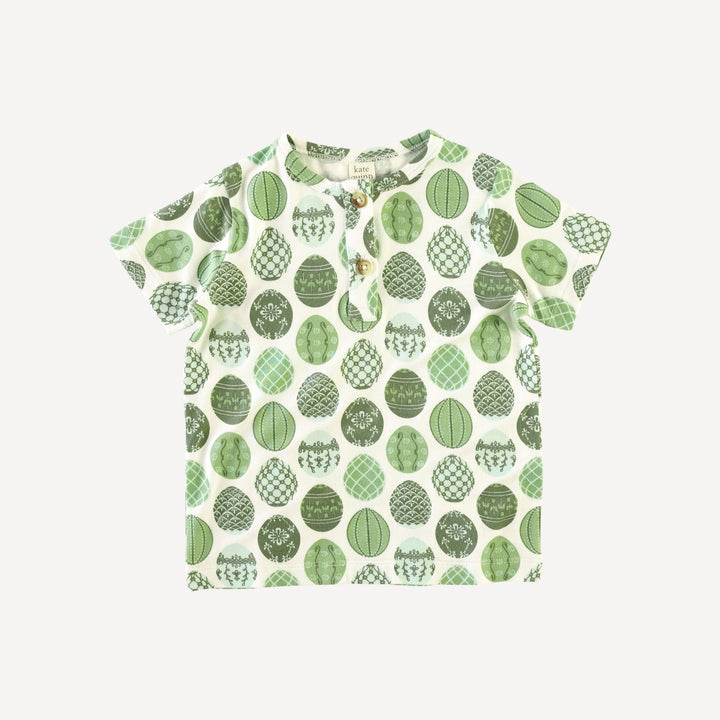 short sleeve basic henley tee | green eggs | bamboo