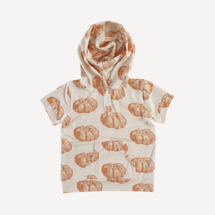 short sleeve henley kanga hoodie | harvest pumpkin | lenzing modal