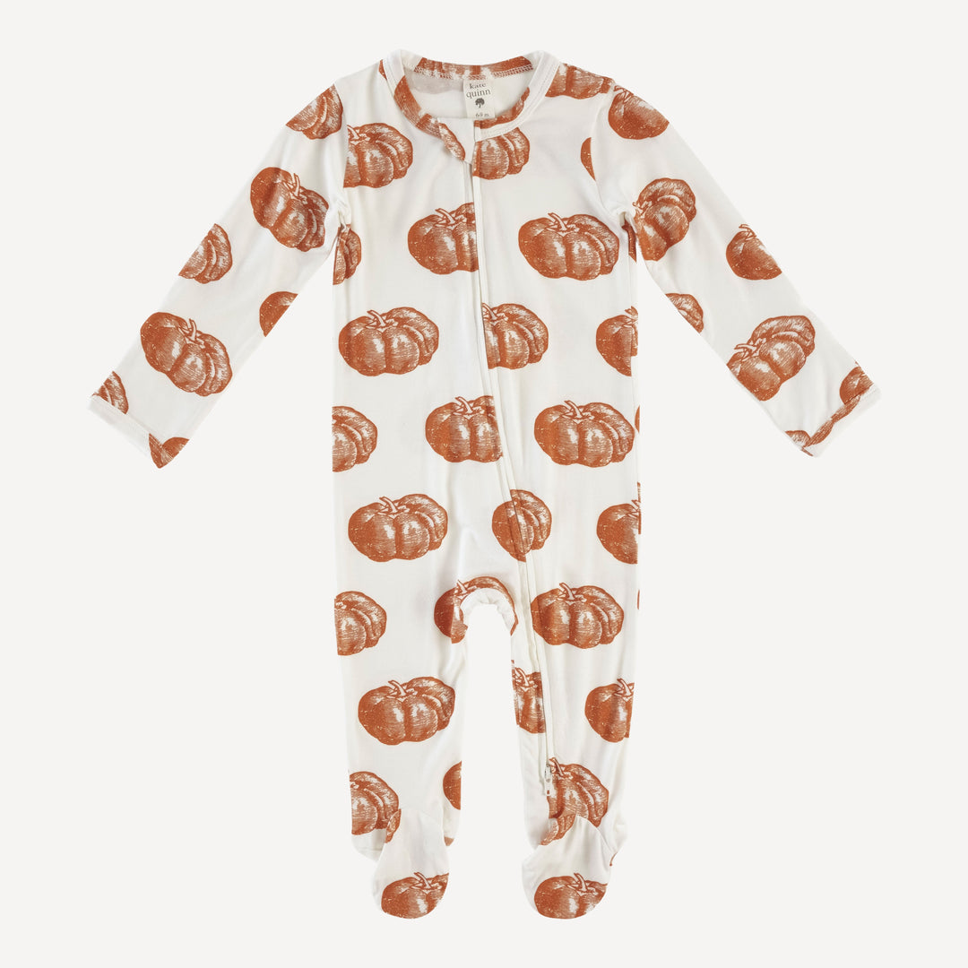 long sleeve zipper footie | harvest pumpkin | bamboo