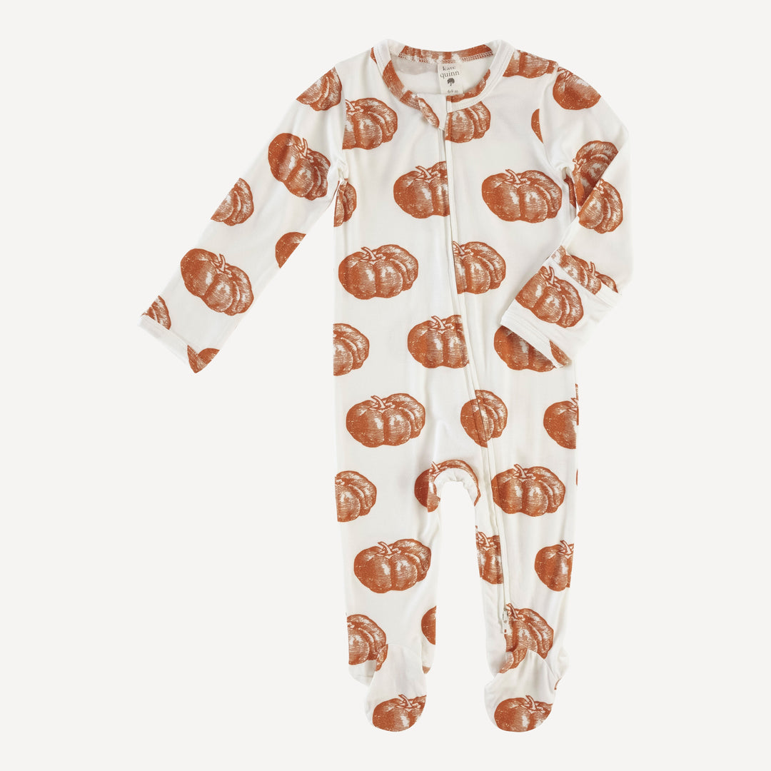 long sleeve zipper footie | harvest pumpkin | bamboo