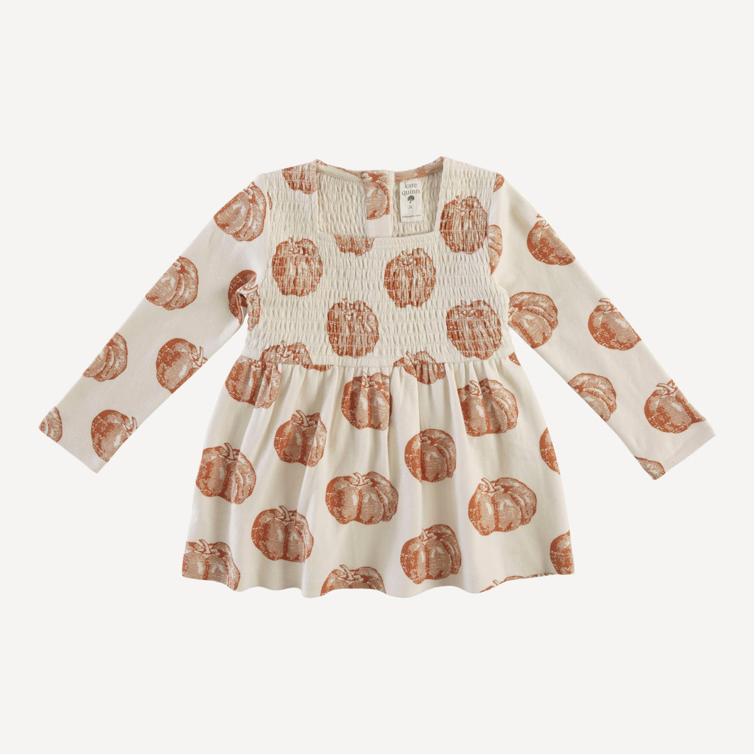 long sleeve square neck smocked top | harvest pumpkin | organic cotton interlock