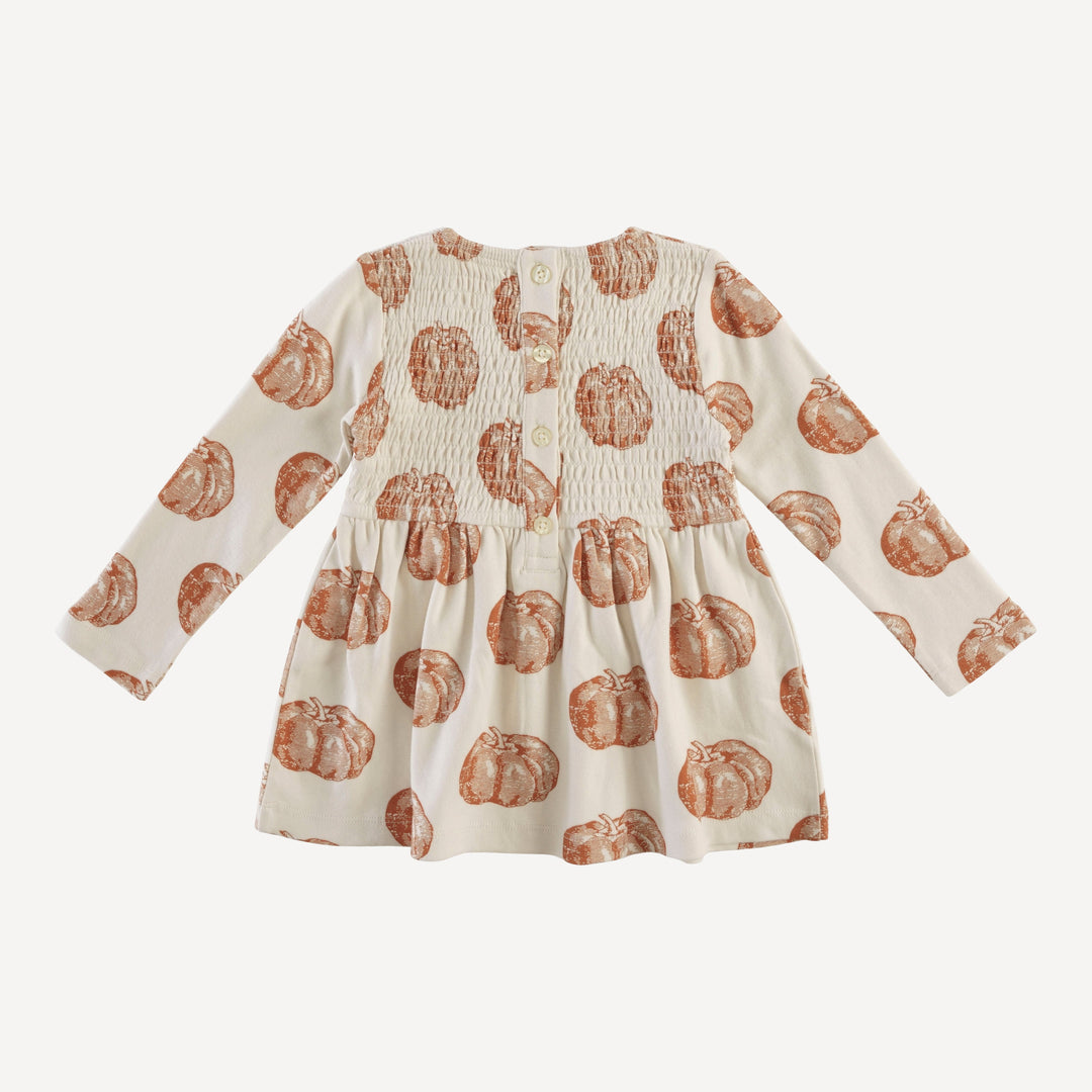 long sleeve square neck smocked top | harvest pumpkin | organic cotton interlock