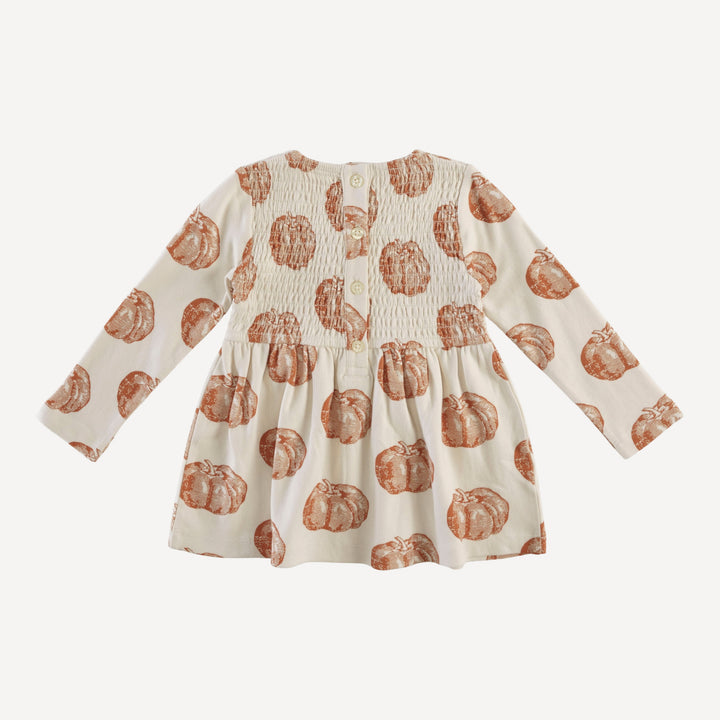 long sleeve square neck smocked top | harvest pumpkin | organic cotton interlock