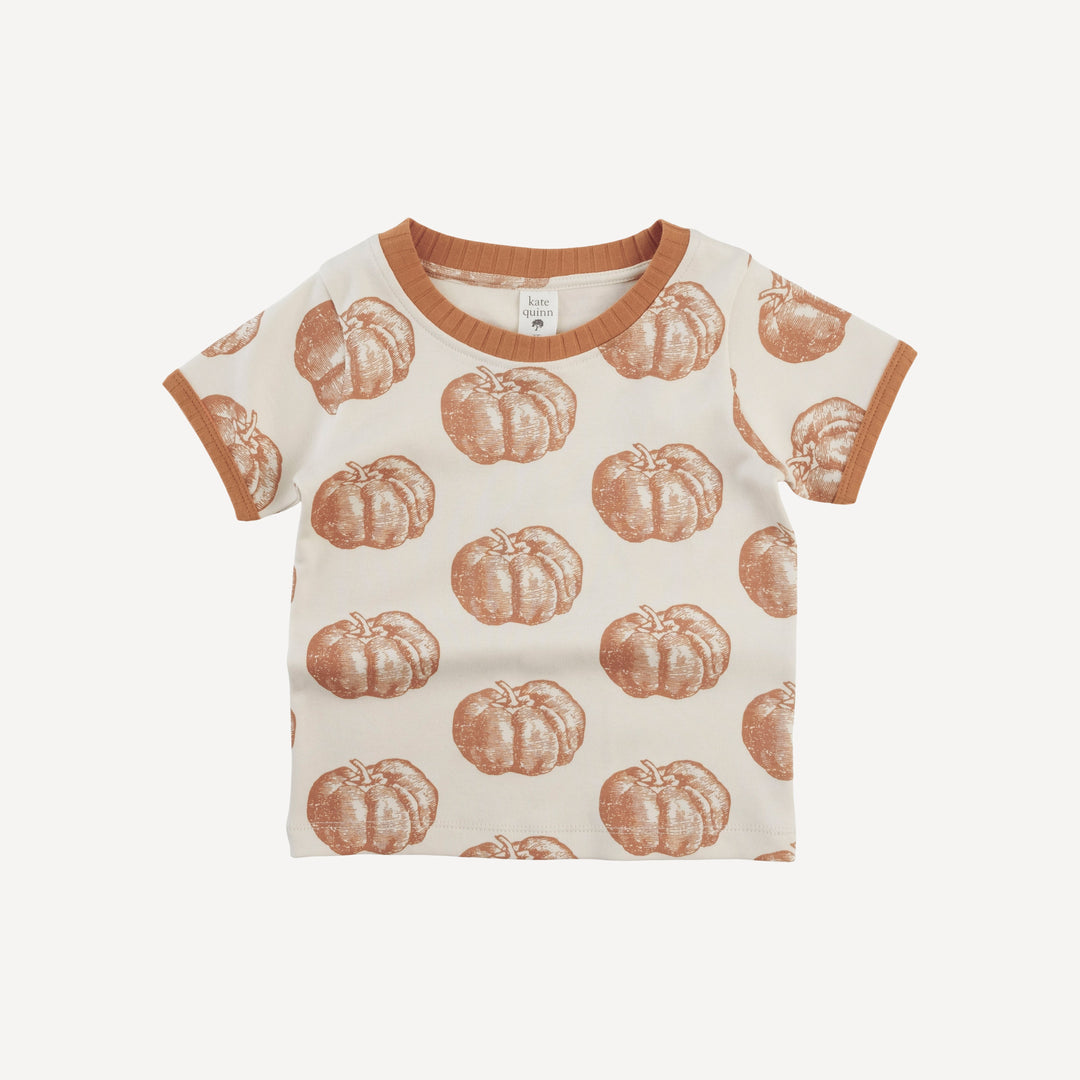 short sleeve ringer tee | harvest pumpkin | organic cotton interlock