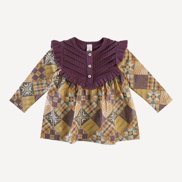 long sleeve amelia top | harvest quilt | organic cotton mid-weight woven