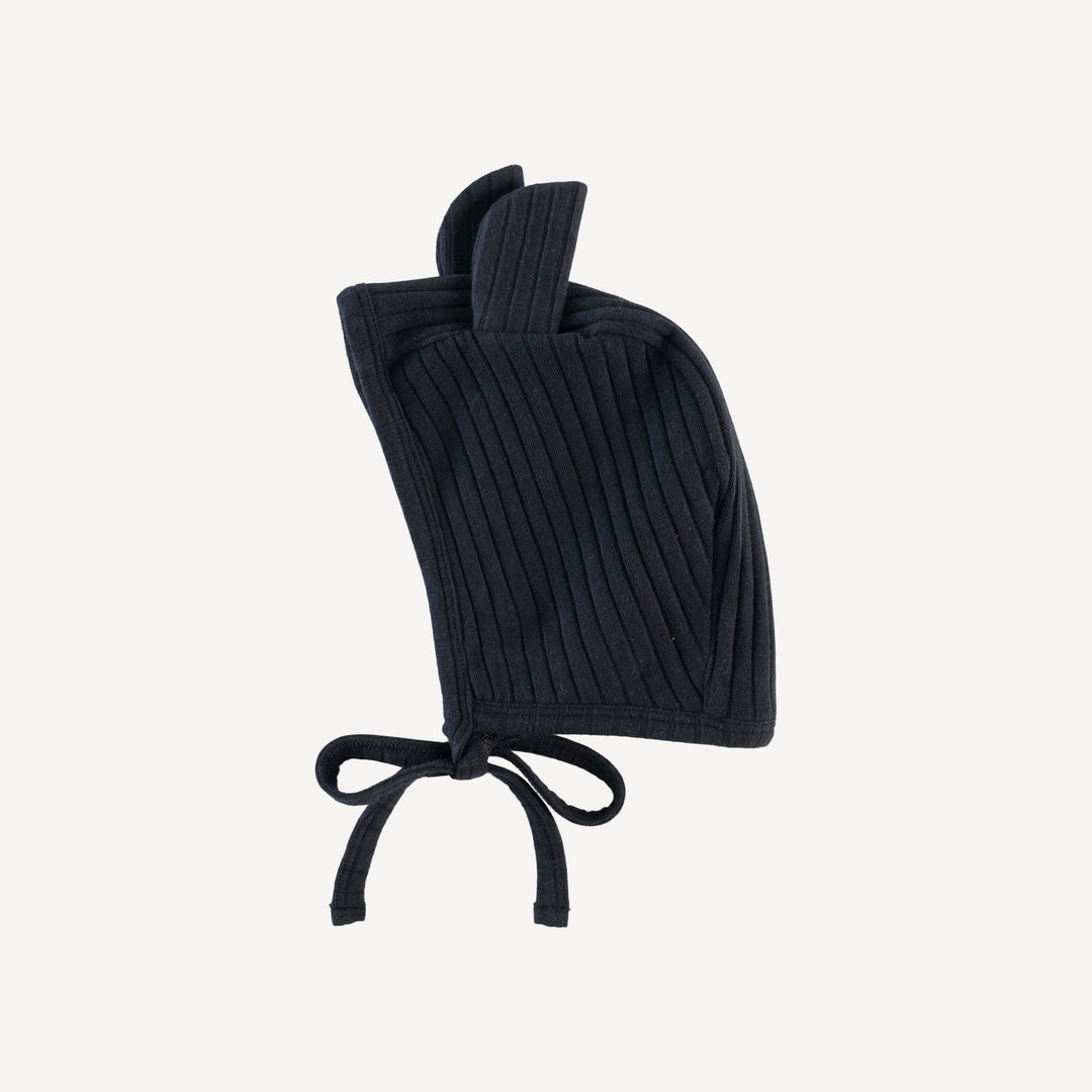 bear hat | black | organic cotton wide rib