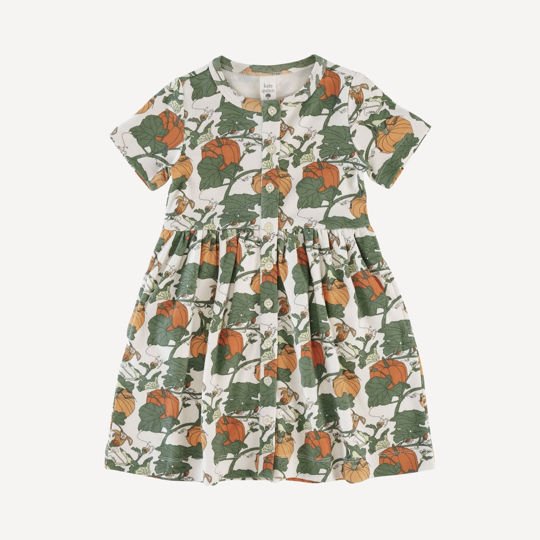 short sleeve button dress | heirloom pumpkin | organic cotton interlock