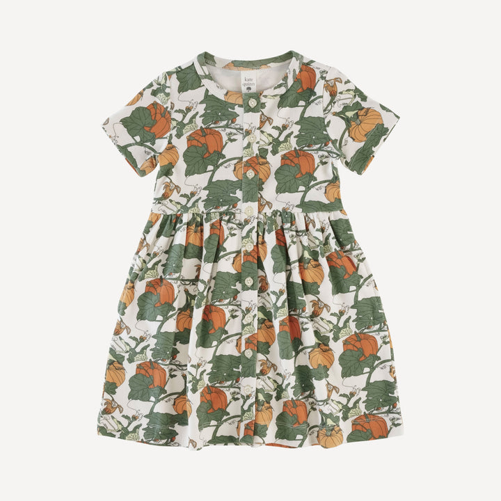 short sleeve button dress | heirloom pumpkin | organic cotton interlock