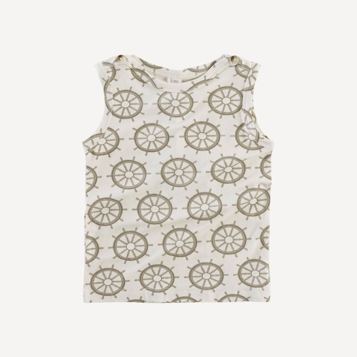 sleeveless button boat neck top | helm | bamboo