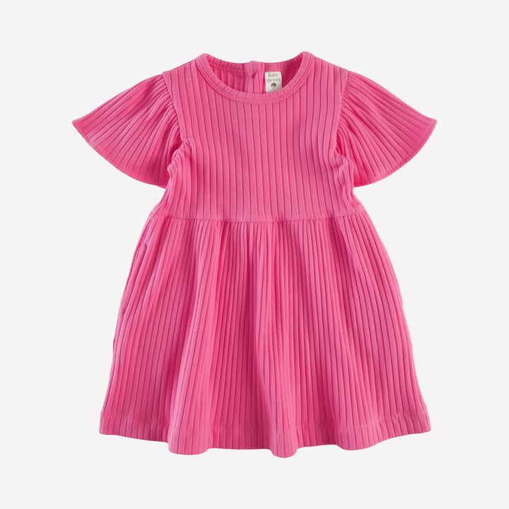 flutter sleeve dress | hibiscus flower | organic cotton wide rib