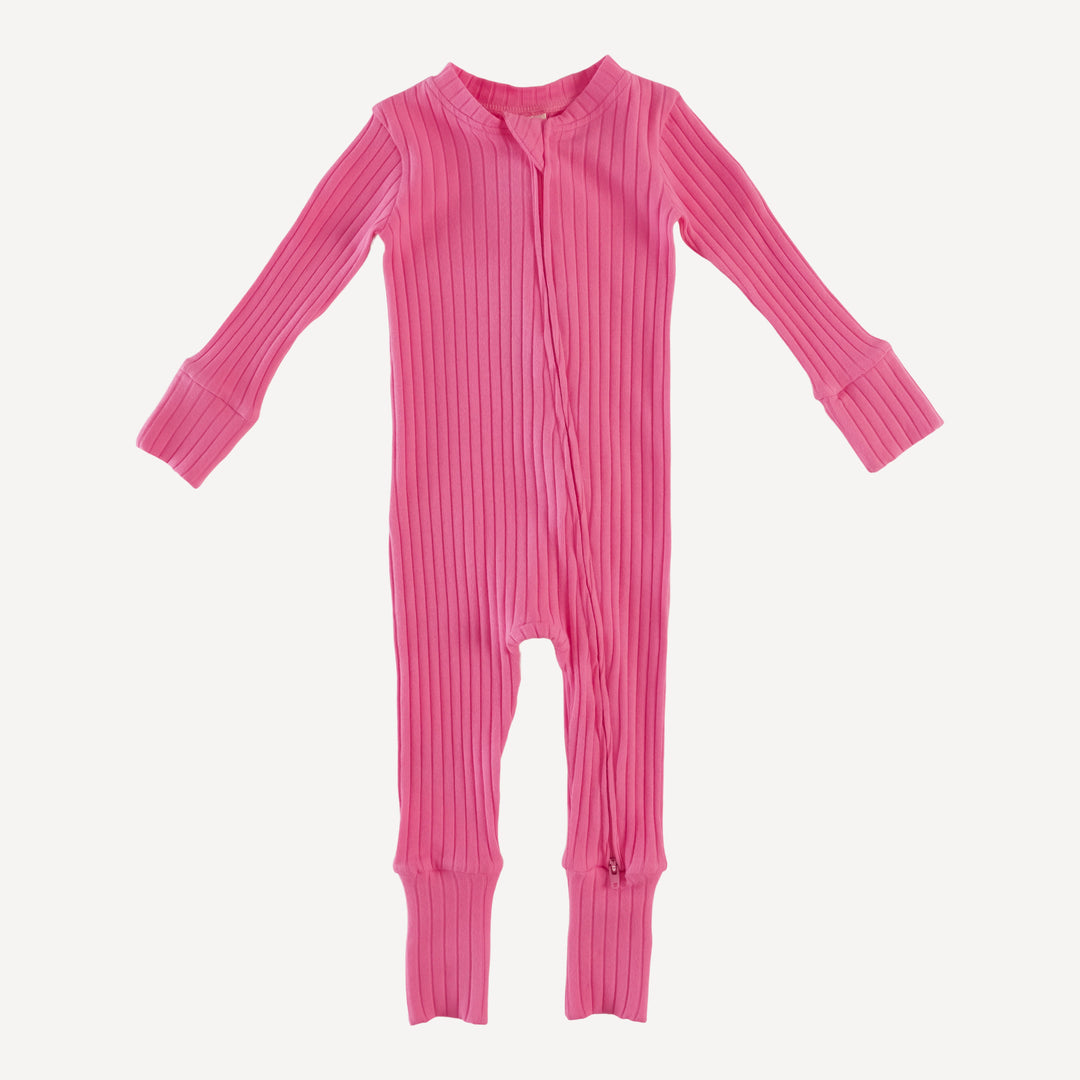 long sleeve convertible zippy pj | hibiscus flower | organic cotton wide rib