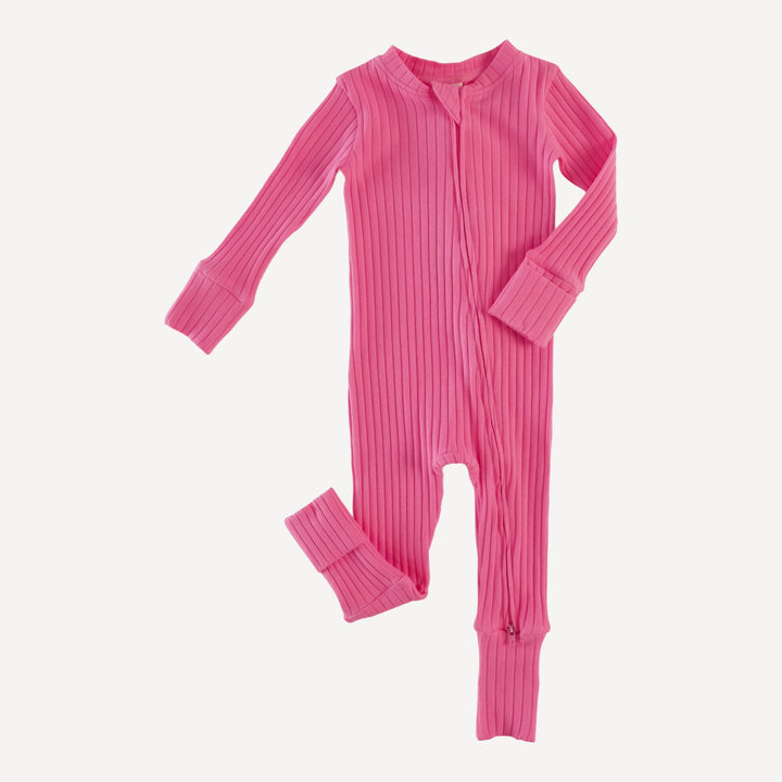 long sleeve convertible zippy pj | hibiscus flower | organic cotton wide rib