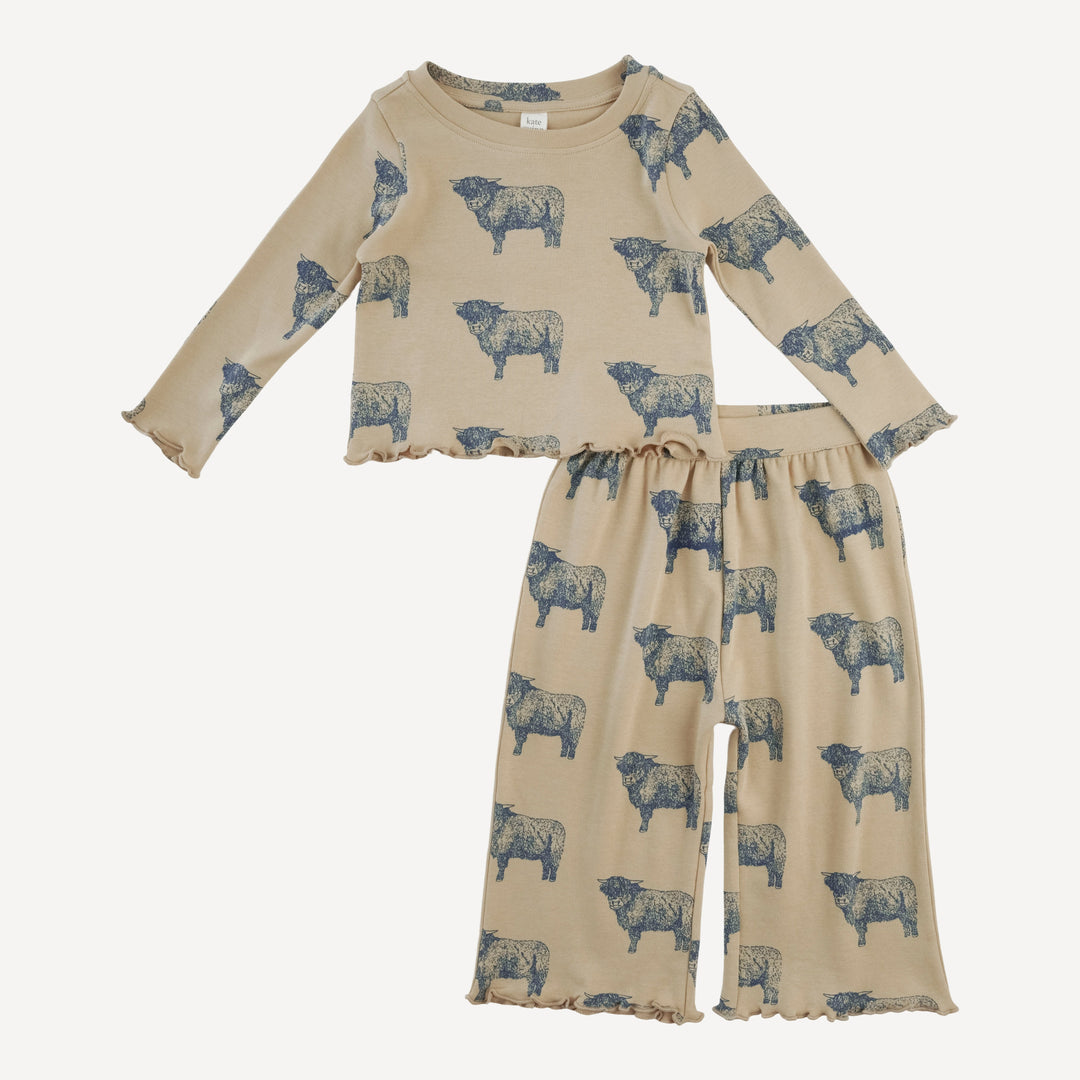 long sleeve jade set | highland cow | organic cotton interlock