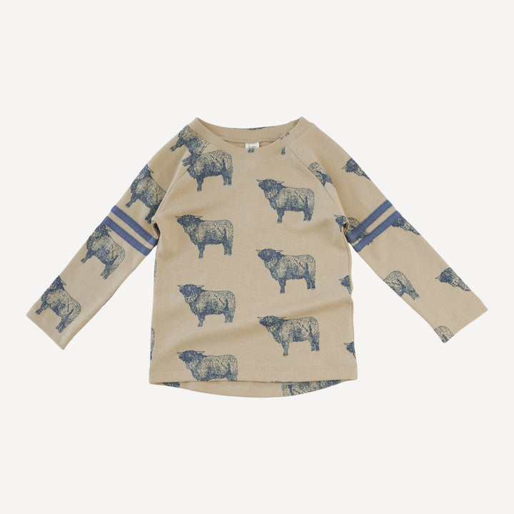 long sleeve football set | highland cow | organic cotton interlock