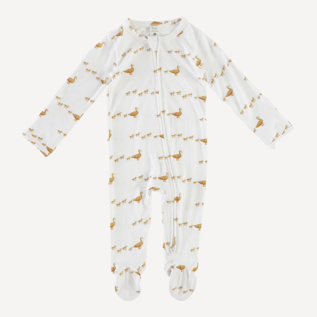 long sleeve two way zipper footie | ducks | bamboo
